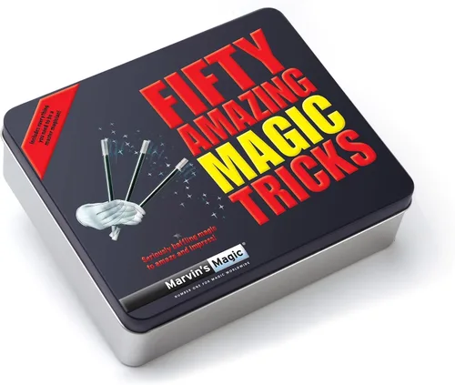 Vista 4 de Marvin's Magic - 50 increíbles trucos de magia - Trucos de magia para niños, viene en estuche de regalo de lata - Incluye trucos clásicos de cartas