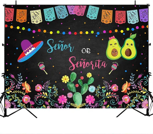 Vista 5 de Avezano Fondo para fiesta de revelación de género Señor o Señorita niño o niña, baby shower, fiesta, fotografía, fondo de aguacate mexicano para él