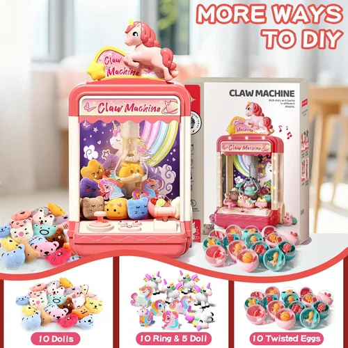 Vista 4 de 35 piezas de máquina de garras para niños, mini agarrador expendedor de dulces, dispensador de premios juguetes para niñas y niños, máquina de juego