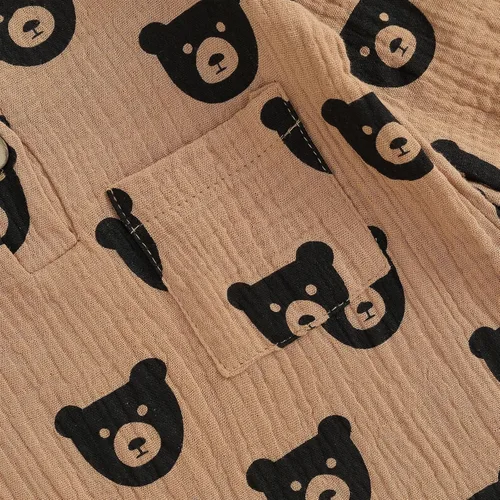 Vista 4 de Mono de manga larga de lino para bebé, niña, niño, mameluco de una pieza