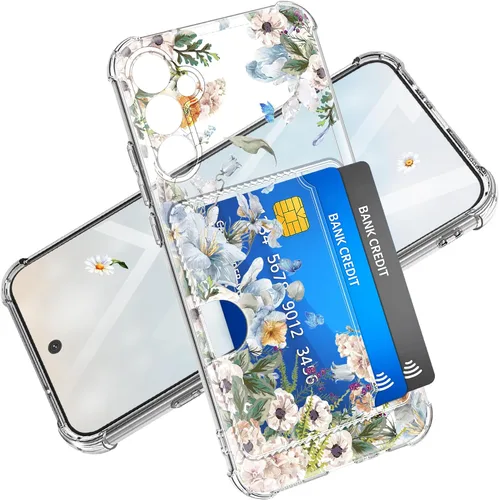 Vista 14 de Funda para Samsung Galaxy S23 FE con protector de pantalla, suave, a prueba de golpes, transparente, floral, funda protectora para mujer, diseño