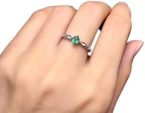 Vista 5 de Anillo de plata de esmeralda colombiana natural 1 ct