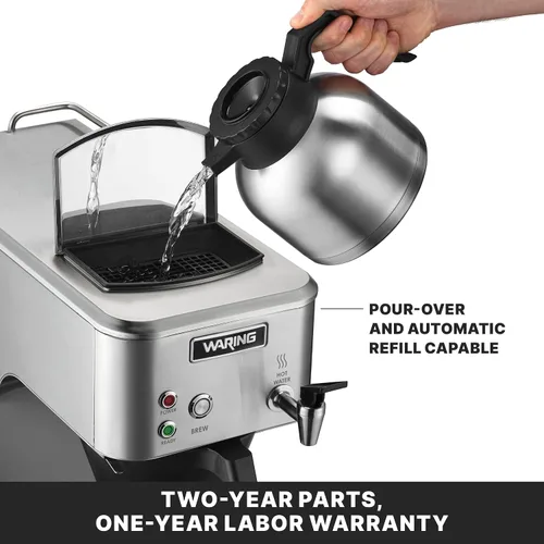 Vista 4 de Waring WCM60PT Café Deco - Cafetera automática o térmica para verter sobre la jarra térmica, construcción de acero inoxidable, grifo de agua