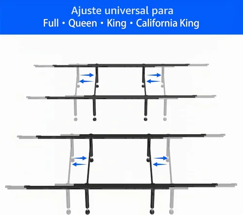 Vista 2 de Soporte central de cama con 8 patas ajustables, sistema de barra de soporte central de metal resistente para camas matrimoniales, queen, king