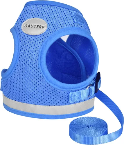 Vista 7 de Arneses para gatos y cachorros con conjunto de correas, arnés para gatos a prueba de escape, chaleco de malla suave reflectante ajustable apto
