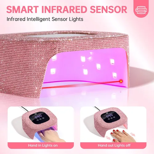 Vista 4 de 48W UV LED Nail Lamp Mini Nail Dryer for Gel Polish Portable UV Light for Nails Plug-in Diamond Nail Light with 3 timer settings touch control LCD