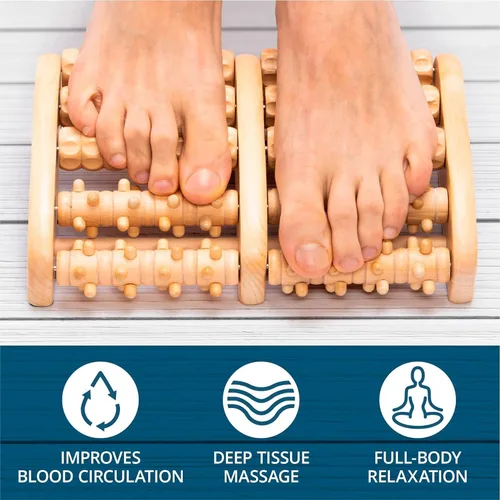 Vista 2 de TheraFlow - Masajeador dual de rodillos para pies (XL) – Relaja y alivia dolor de pies y fascitis plantar –Modelo mejorado 2017 – Gráfico laminado