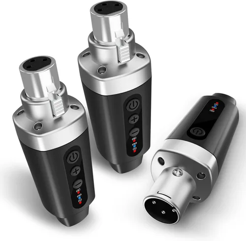 Vista 10 de EBJ Transmisor Receptor de Micrófono Inalámbrico 2.4Ghz, Sistema Inalámbrico de Micrófono XLR, Adaptador de Micrófono Inalámbrico Recargable