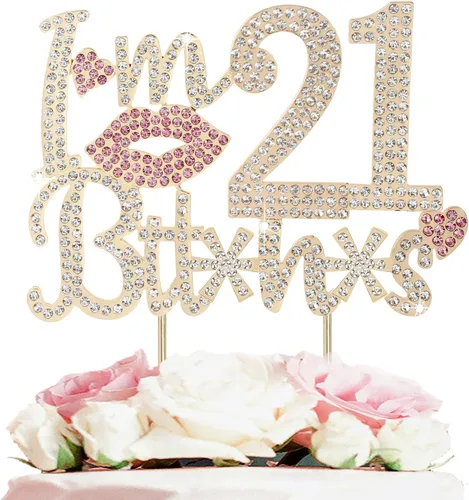 Vista 25 de ¡Soy el topper de pastel de cumpleaños número 15 divertido en oro y rosa con strass - ¡Feliz cumpleaños número 15, saludos a los quince años!