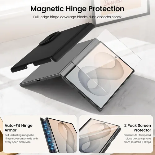 Vista 4 de GOODVISH Funda magnética para Samsung Z Fold 8 con protección de bisagra de Negro