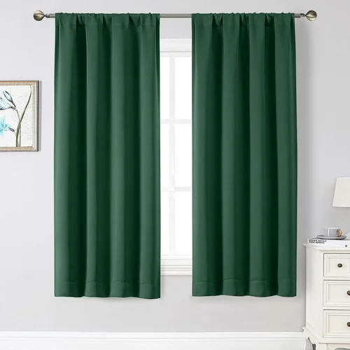 Vista 98 de Cortinas opacas para dormitorio, sala de estar, juego de 2 paneles de 54 pulgadas de largo, cortinas de oscurecimiento de habitación con aislamiento