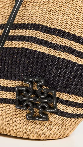 Vista 4 de Tory Burch Cesta de paja a rayas Ella para mujer