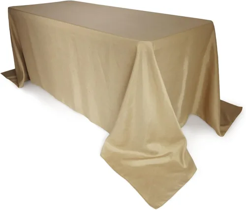 Vista 6 de Mantel de arpillera de poliéster marrón natural de 60 x 60 pulgadas, cubierta cuadrada de yute sintético