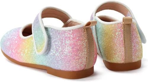 Vista 7 de Zapatos de vestir arcoíris para niña, zapatos de princesa con purpurina para niña, zapatos Mary Jane brillantes para fiesta, bailarina, para uso