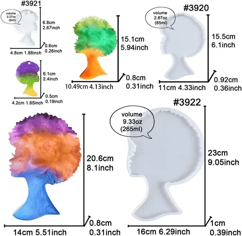 Vista 2 de Alfro African Beauty - Molde de silicona epoxi para mujer, juego de 3