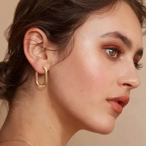 Vista 5 de Juego de 9 pares de aretes de aro de oro grueso para mujer, chapados en oro de 14 quilates, hipoalergénicos, trenzados, joyería gruesa