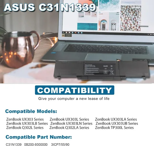 Vista 5 de TREE.NB C31N1339 - Batería de computadora para ASUS ZenBook UX303 UX303L UX303LA UX303LB UX303LN UX303UB Q302L Q302LA TP300L