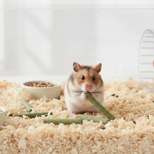Vista 6 de emours Natural Timothy Grass Chew Stick Pet Snack para conejos, chinchillas, cobayas, 20 palitos