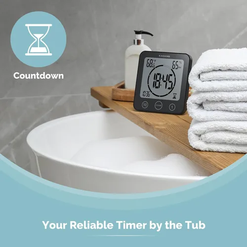 Vista 4 de KADAMS - Temporizador digital con alarma, impermeable para pulverización de agua para baño, regadera, cocina, temporizador táctil, visualización