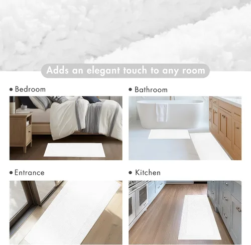 Vista 7 de Madison Park Splendor - Alfombra de baño reversible 100% algodón, 24 x 72 pulgadas, color blanco