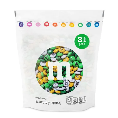 Vista 7 de M&M'S - Caramelo de chocolate con leche del día de San Patricio, bolsa resellable a granel de 2 libras