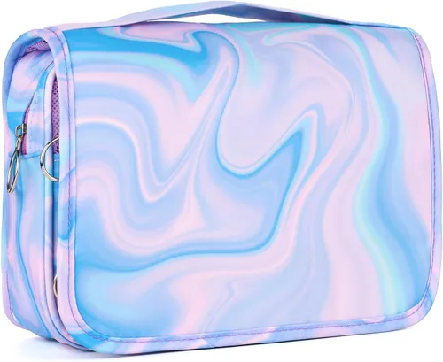 Vista 12 de Bolsa de aseo colgante de tie dye para niñas, bolsa de aseo de viaje para adolescentes, impermeable, para maquillaje y artículos de tocador, bolsa