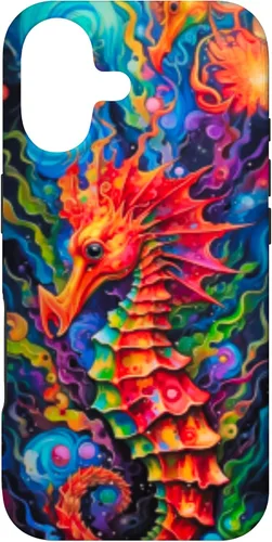 Vista 32 de Funda para iPhone 14 Plus Seahorse Coastal Colorful Ocean Life Art Aquarium Lover Case
