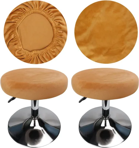 Vista 27 de Fundas redondas de terciopelo para taburetes de bar de 12-16 pulgadas, fundas redondas, lujosas, elásticas, resistentes a las arrugas, lavables, a