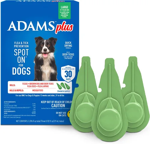 Vista 11 de Adams Además de prevención de pulgas y garrapatas para perros de 15 a 30 libras, 12 semanas y mayores, suministro para 3 meses, mata pulgas, huevos
