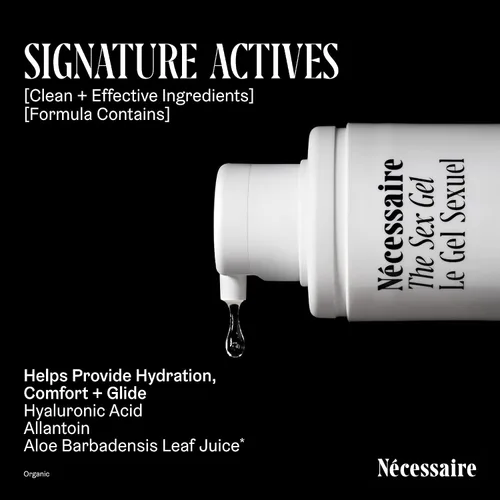 Vista 5 de Nécessaire The Sex Gel. Lubricante personal a base de agua. Ácido hialurónico + Ácido láctico. Sin fragancia añadida. No mancha. Seguro