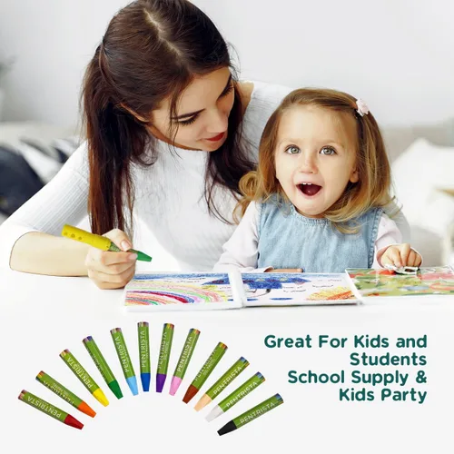 Vista 8 de Pasteles al óleo, 12 colores surtidos, juego de pasteles al óleo para actividades en interiores en casa, crayones suaves al óleo para niños