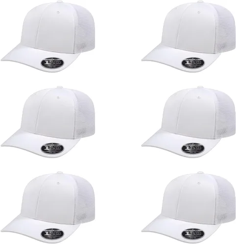 Vista 73 de Cap America i8502 Flexfit 110 Premium - Gorra de camionero de perfil medio con 6 paneles de malla trasera con protección UV y cierre ajustable
