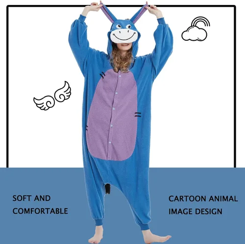 Vista 5 de SWEETXIN Pijama unisex para adultos y niños, para Halloween, Navidad, ropa de dormir, traje de cosplay para mujeres y hombres