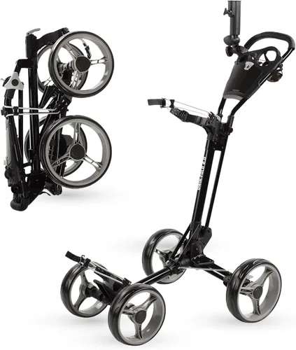 Vista 8 de Qwik-Fold Carrito de golf plegable de 4 ruedas, freno de pie, ¡un segundo para abrir y cerrar!