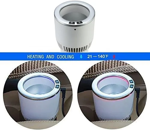 Vista 5 de Portavasos calentador de café enfriador de bebidas 2 en 1 camión en lata de regalo (blanco con plata 12V)