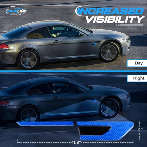Vista 3 de True Line Automotive Protector de arañazos, kit de 2 piezas de adornos reflectantes para puerta lateral, protector de pintura para automóviles Azul
