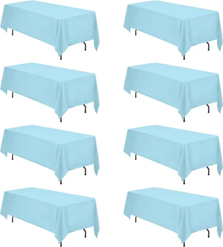 Vista 39 de BRILLMAX - Manteles para mesa rectangular de 6 pies, tela de lino de poliéster, lavable, para boda, recepción, banquete, fiesta de cumpleaños, 60 x