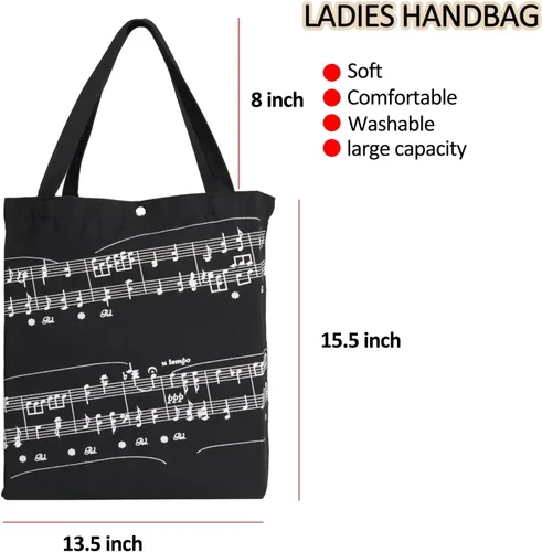 Vista 3 de Bolsas de comestibles reutilizables, bolsa de música, bolsa de lona perfecta para ir de compras