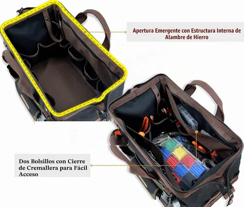 Vista 4 de WELKINLAND Bolsa de herramientas de lona encerada de 32 bolsillos, bolsa de herramientas HVAC de 16 pulgadas para hombres