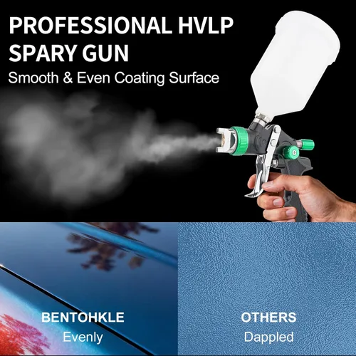 Vista 6 de Kit de pistola pulverizadora HVLP con boquillas de 1.4/1.7/2.0mm, pistola pulverizadora de pintura profesional para coches, reparación de paredes