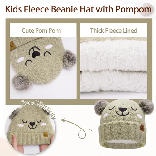 Vista 2 de Conjunto de gorro de invierno para niños y niñas de 0, 6, 12 meses, 1, 2, 3, 4-8 años