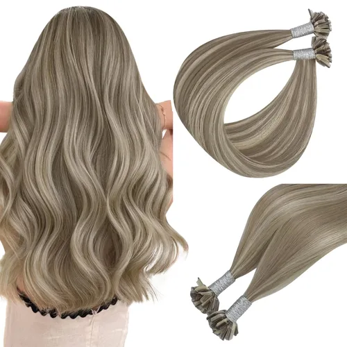 Vista 114 de Easyouth Extensión de cabello humano rubio con cola de caballo, extensiones de cabello humano rubio dorado con reflejos rubios, extensiones