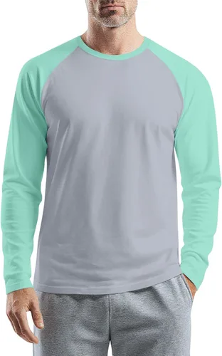 Vista 30 de Camisas de manga larga para hombre, camiseta casual de cuello redondo, suave, elástica, M-3XL