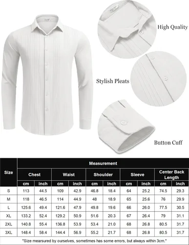 Vista 6 de COOFANDY Camisa cubana de lino guayabera con botones y manga larga para hombre