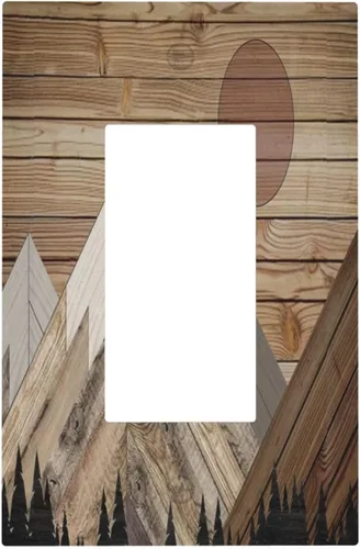 Vista 89 de Cubiertas de Salida Decorativas Boho Midcetury Oro Paisaje de Montaña del Sol 1 Banda Cubierta de Placa de Pared Receptáculo Interruptor de Luz