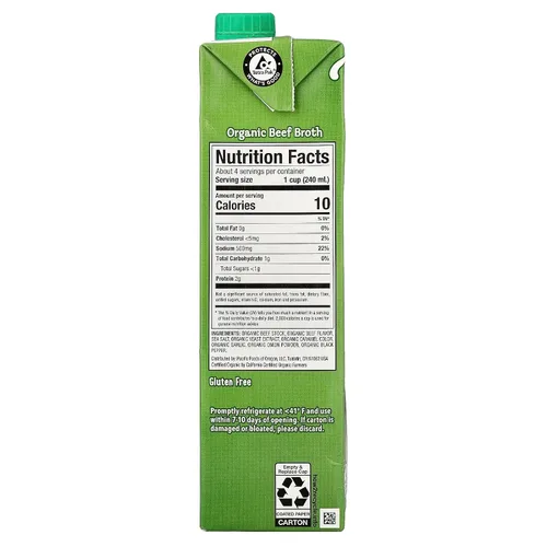 Vista 2 de Pacific Foods - Caldo de res orgánico, caja de 32 onzas