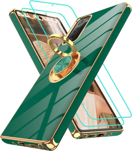 Vista 17 de Funda para Motorola Moto G 5G 2024: Funda Moto G Play 5G 2024 con 2 piezas de protectores de pantalla, soporte de anillo de rotación de 360°