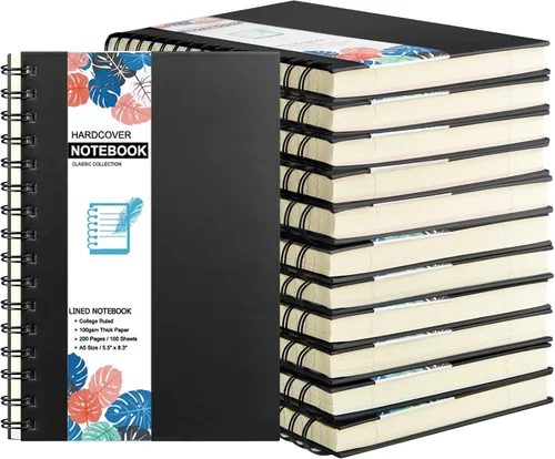Vista 10 de Paquete de 6 cuadernos de tapa dura A5 en espiral, cuadernos con rayas universitarias, diario colorido, agenda a granel, planificador de viajes