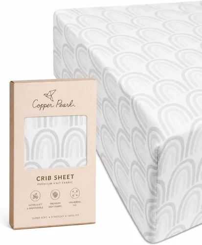 Vista 34 de Copper Pearl: Sábanas de punto prémium para cuna de bebé para niños y niñas, transpirables y suaves, sábanas ajustables para colchones estándar