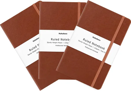 Vista 13 de Huhuhero Cuaderno Diario, Diario de Líneas Rayadas, Tapa Dura Papel Premium Grueso de 120gsm con Cuaderno de Cuero Sintético para Escribir